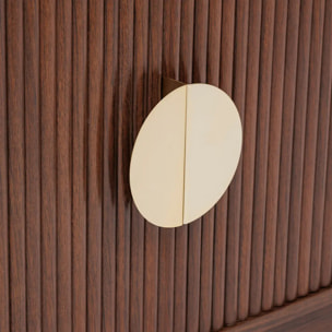 Meuble bas 4 portes 2 étagères Wany marron 140x40cm