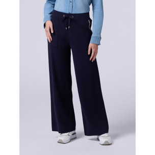 Oltre - Pantaloni palazzo in maglia - Blu
