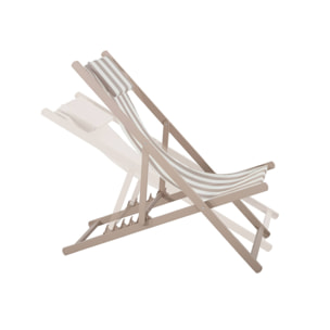 Lot de 2 bains de soleil - Gaia rayures marron - Transat en aluminium gris anthracite et textilene rayures marron avec coussin repose tête. chilienne