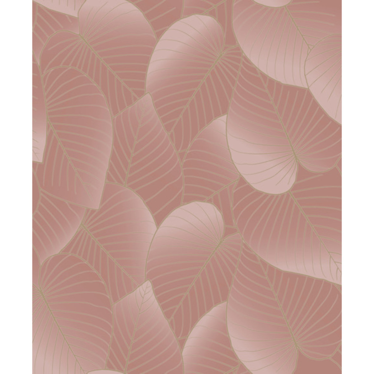 Papier peint feuilles tropicales rose poudré