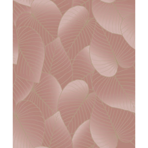 Papier peint feuilles tropicales rose poudré