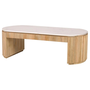 Mesa Centro Madera Mango Marmol Tyla 140x70x45 Cm