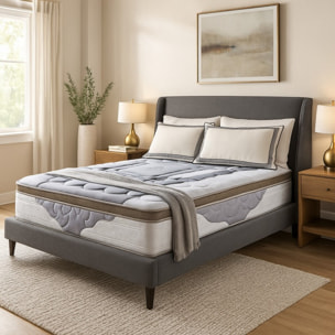 Matelas Royal XXL | 32 cm | Latex, mémoire de forme et ressorts ensachés | Surmatelas intégré | Thermorégulation