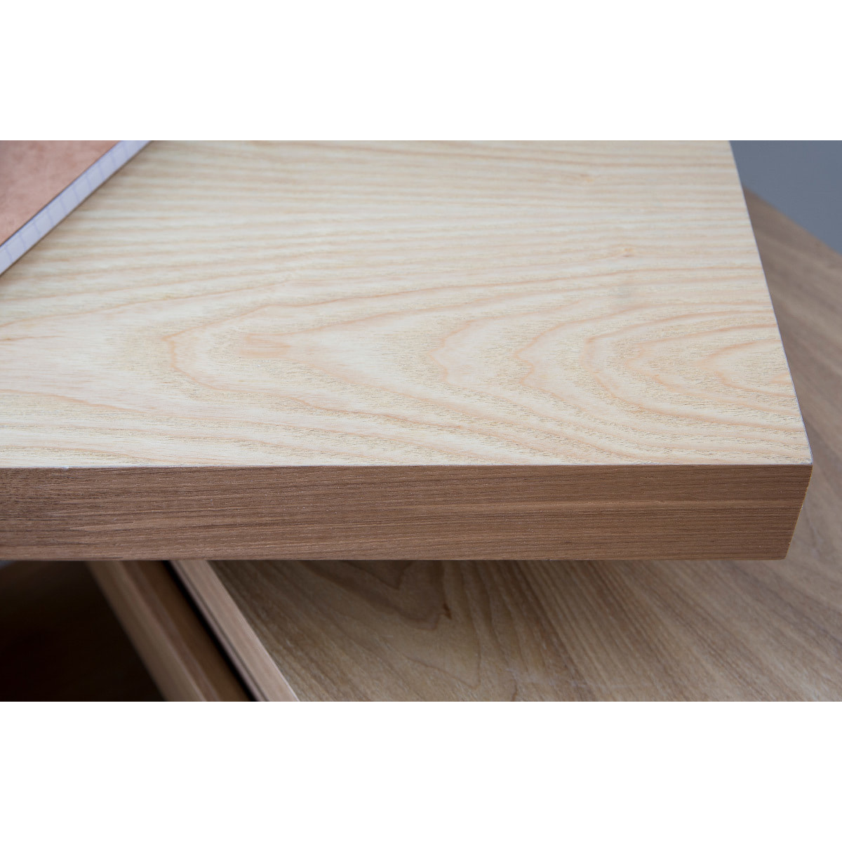 Bureau modulable design avec rangements 2 tiroirs bois clair L140-218 cm MAX