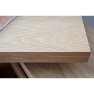 Bureau modulable design avec rangements 2 tiroirs bois clair L140-218 cm MAX