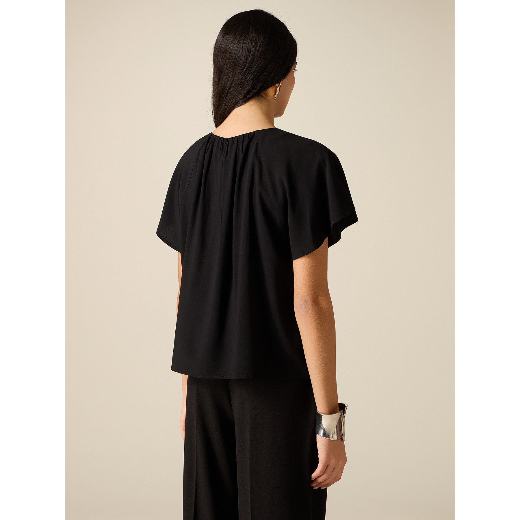 Oltre - Blusa in viscosa con drappeggio - Nero