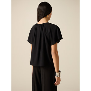 Oltre - Blusa in viscosa con drappeggio - Nero