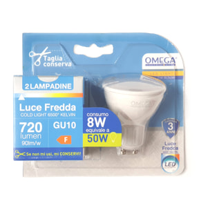 OMEGA Set 6 pezzi faretto led gu10 8w 720lm 6500k GU10
