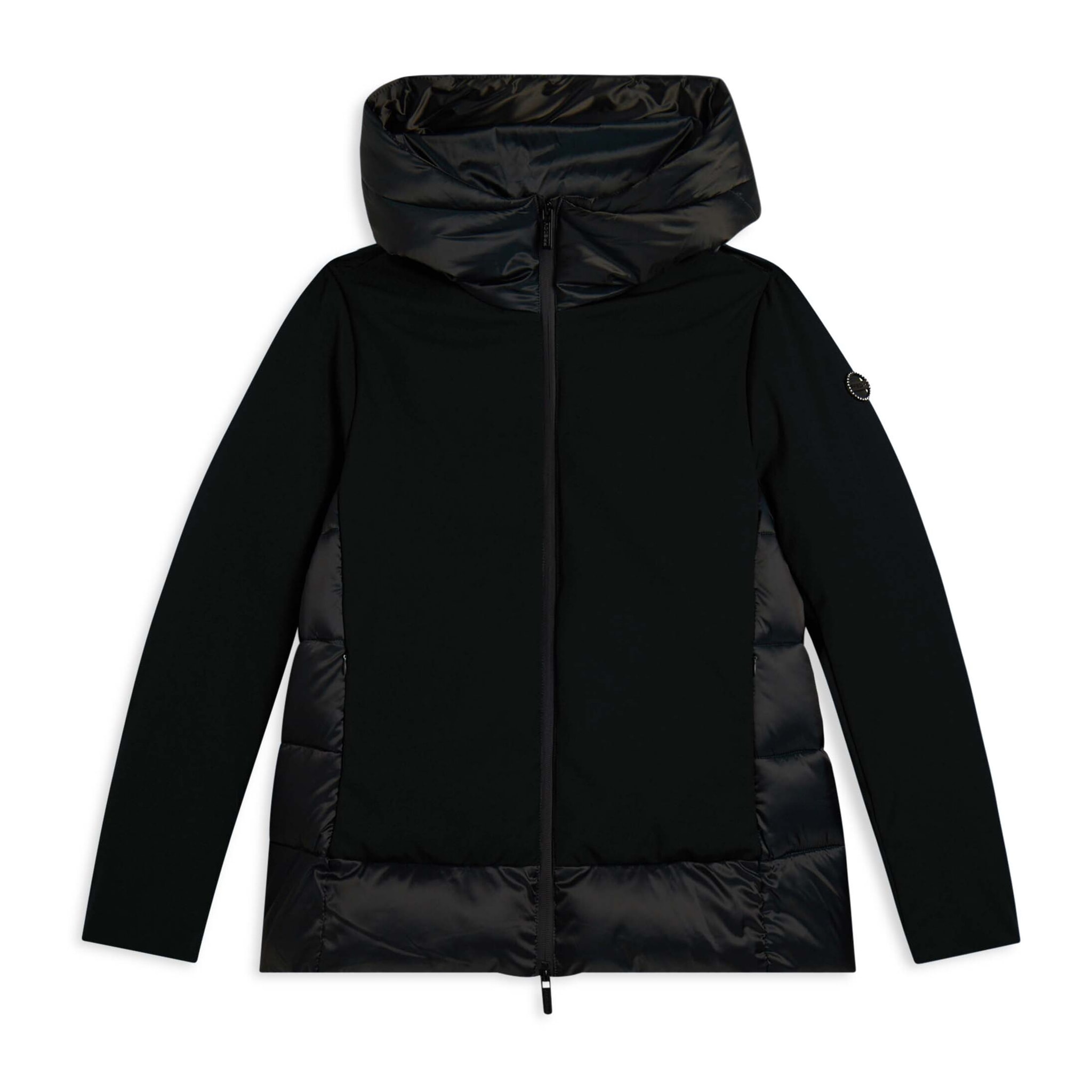 Piumino donna lunghezza media con inserti lucidi e opachi