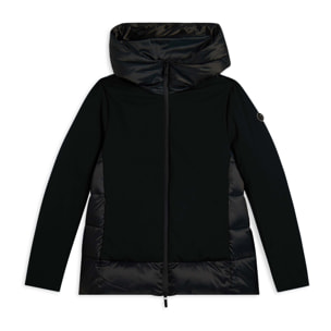 Piumino donna lunghezza media con inserti lucidi e opachi