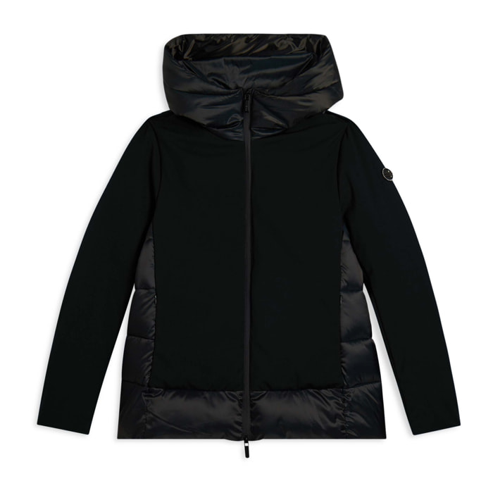 Piumino donna lunghezza media con inserti lucidi e opachi