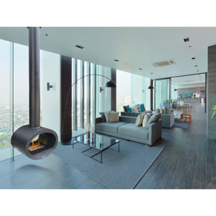 Chimenea de etanol de techo con diseño alargado en acero negro SYKE PURLINE