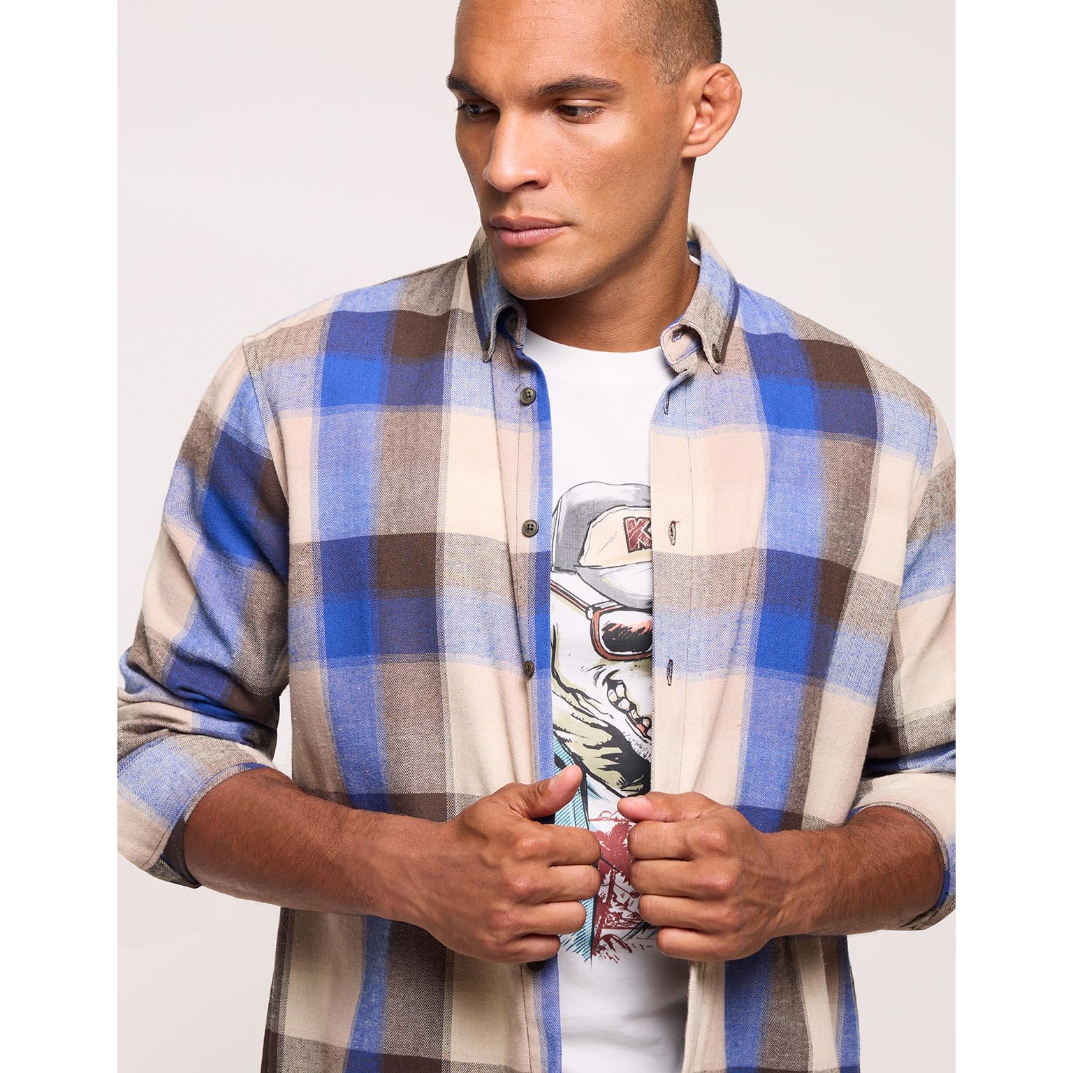 Camisa Manga Larga a Cuadros Azul - Frost
