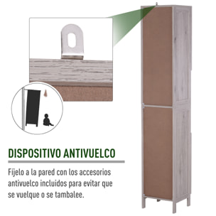 Armario Alto Baño con Estantes de Madera MDF 30x32x172,5cm