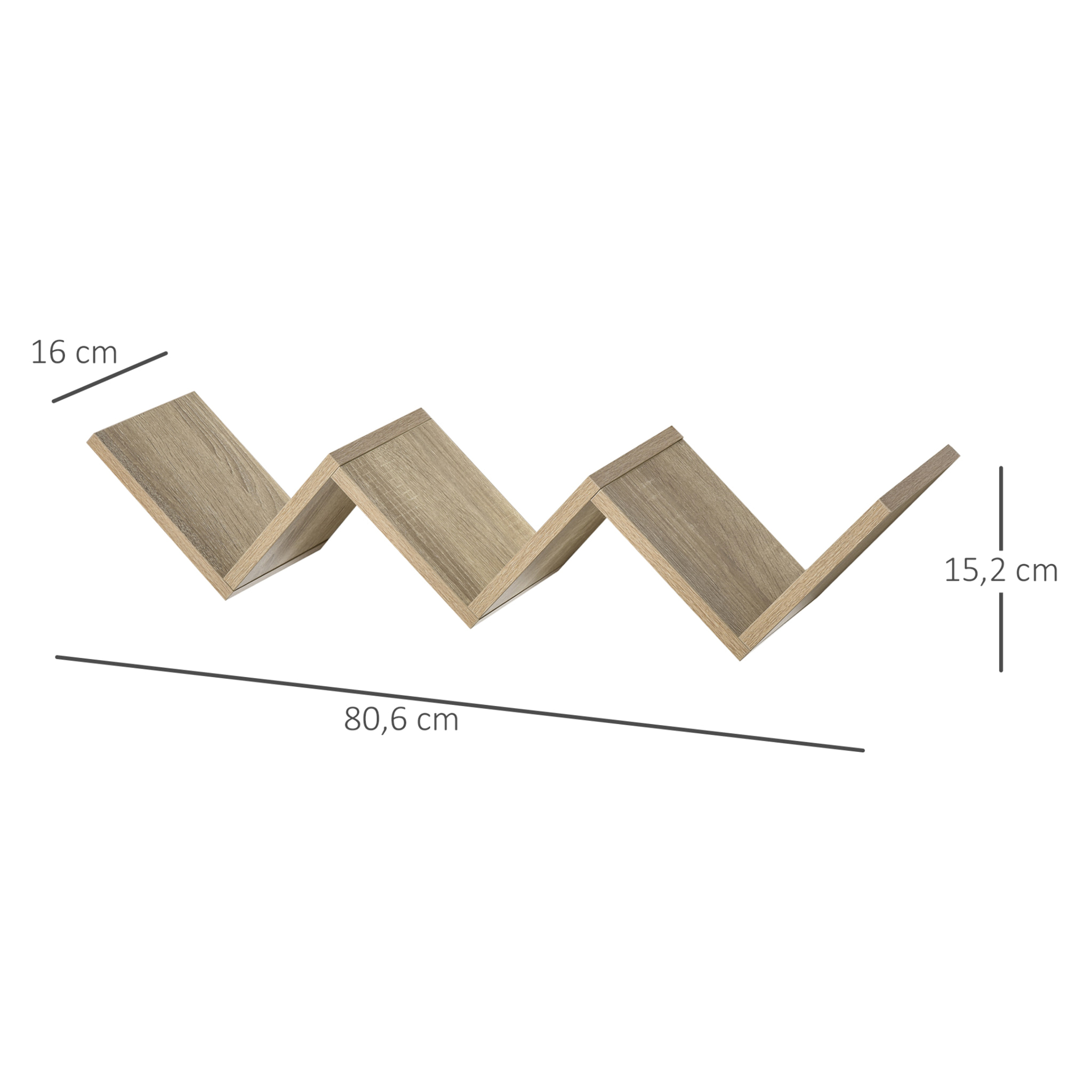 HOMCOM Etagères murale flottante - design contemporain en V - kit fixation inclus - panneaux particules chêne clair