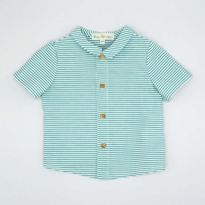 CAMISA MANGA CORTA RAYAS VERDE Y BLANCO