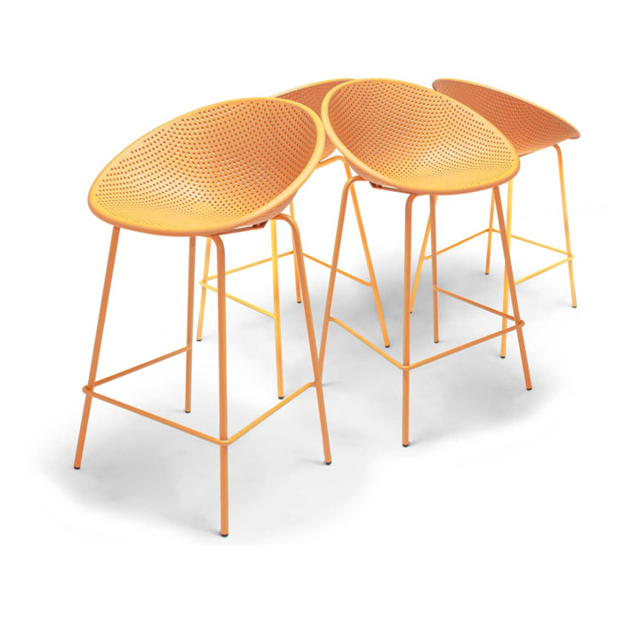 Rio - Set di 4 sgabelli da bar in PP senape stile moderno per interni di design giallo