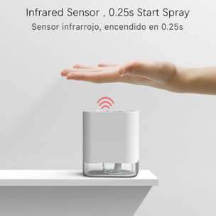 DAM Nebulizzatore verticale erogatore automatico intelligente a infrarossi per idrogel alcolico da 50 ml con batteria ricaricabile da 1800 mAh. 5,5x7,5x9 cm. Colore bianco