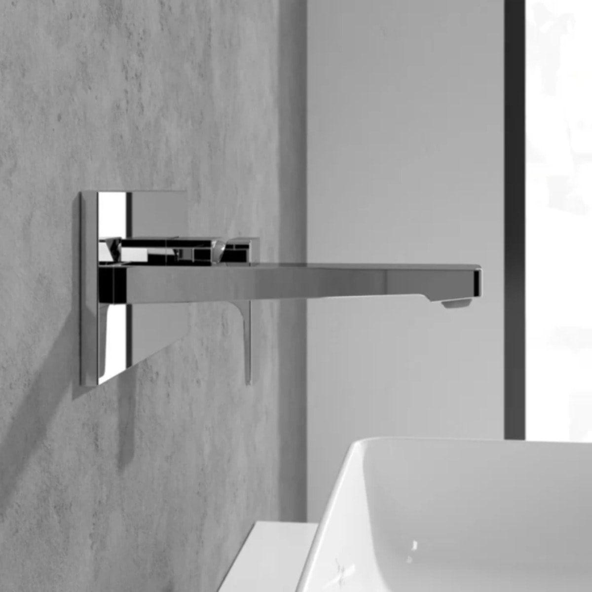 Mitigeur lavabo mural Architectura Square avec vidage Push Open Chrome