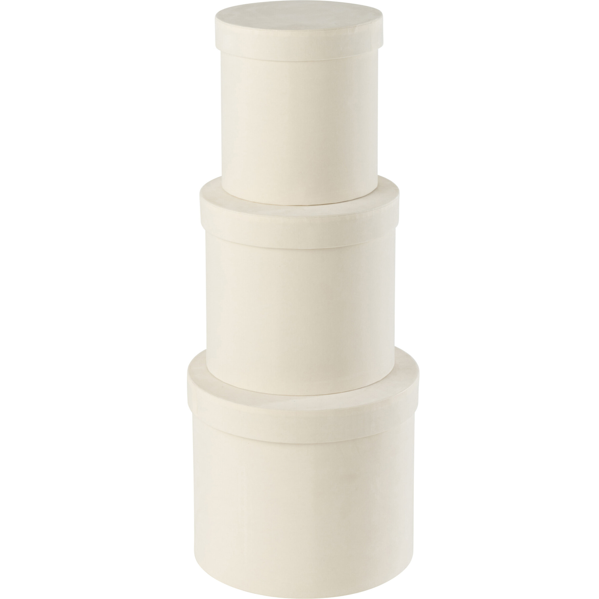 J-Line boîte Rond - velours/papier - blanc - 3 pcs