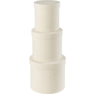J-Line boîte Rond - velours/papier - blanc - 3 pcs