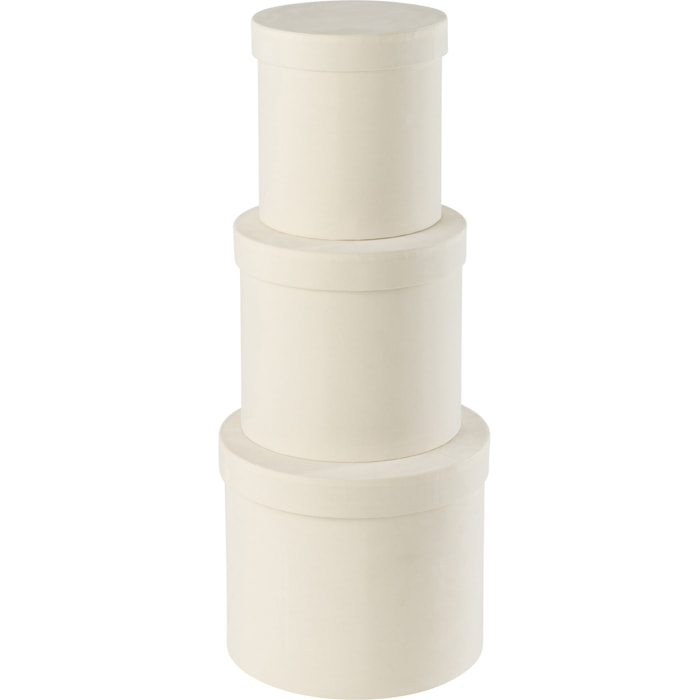 J-Line boîte Rond - velours/papier - blanc - 3 pcs