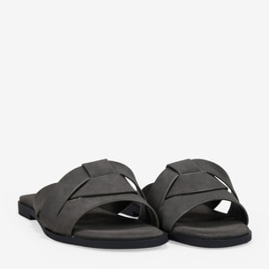 Sandalias planas grises destalonadas