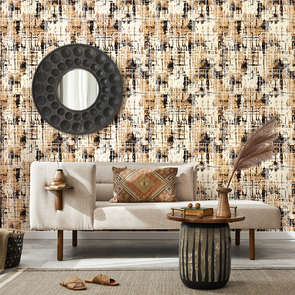 Papier peint intissé pré-encollé - SCANDINAVE ABSTRAIT TONS AUTOMNE - 1 rouleau