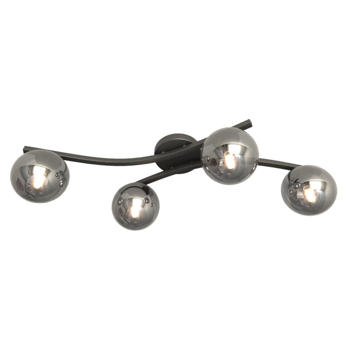 Lampada a sospensione Opus in acciaio nero e vetro grafite