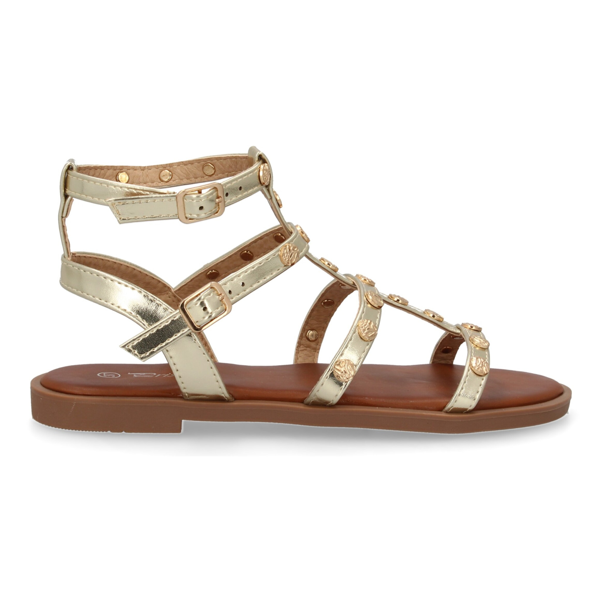 Sandalias planas de mujer, comodas y elegantes, diseño moderno con adornos de tachuelas