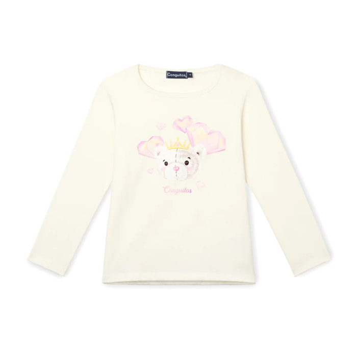 Camiseta Niña Manga Larga Con Estampado Frontal