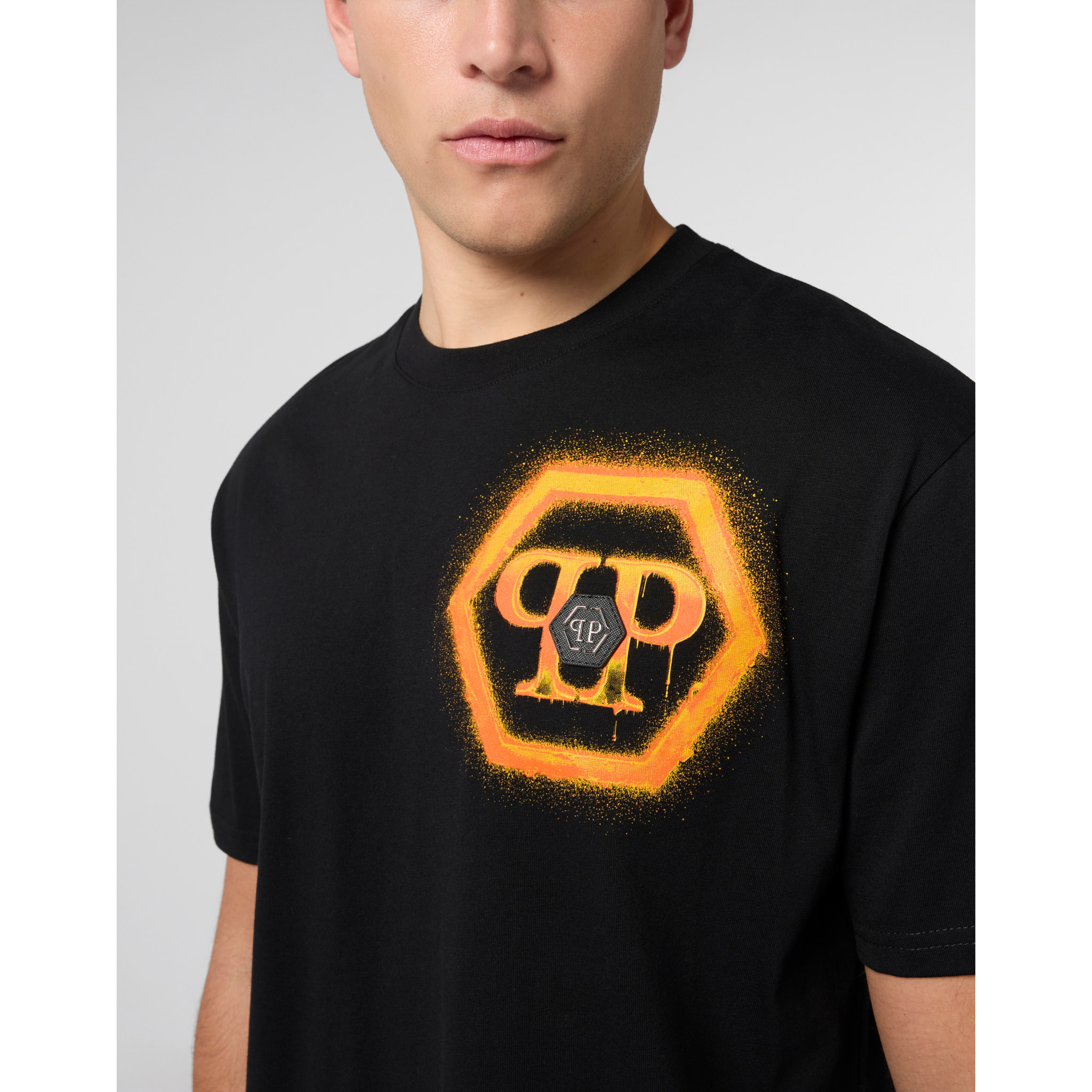PHILIPP PLEIN Round Neck T-Shirt Spray Hexagon