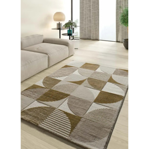 MELFI Alfombra geométrica con relieve en tonos cobrizos, varias medidas disponibles