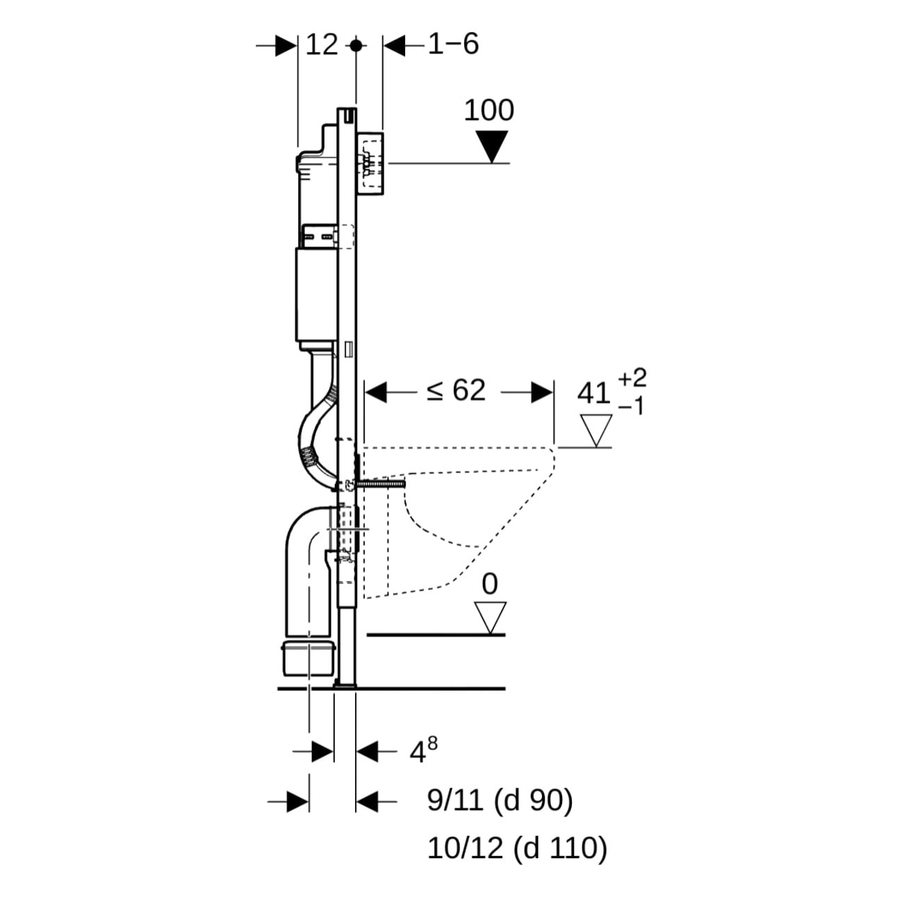 Pack WC Bati-support Geberit Duofix + Cuvette suspendue Grohe Bau Ceramic + Abattant declipsable + Plaque blanche (BauClassicGeb