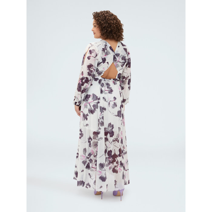 Fiorella Rubino - Vestito lungo con stampa floreale - Bianco