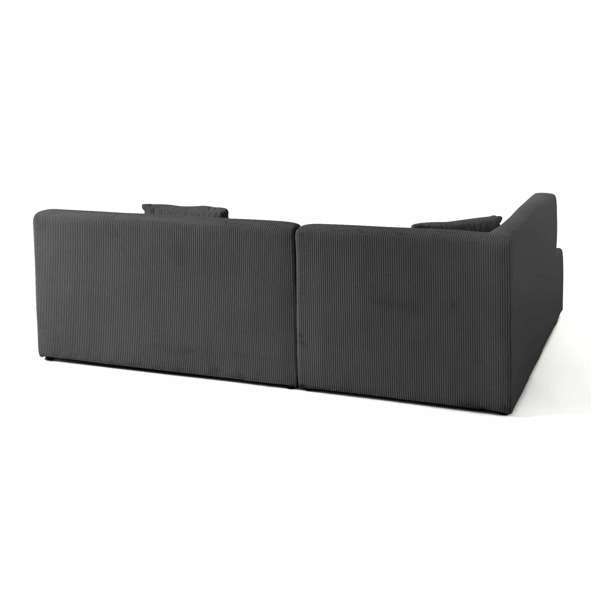 Onyx - canapé modulable d'angle gauche - 5 places - en velours côtelé - Gris foncé