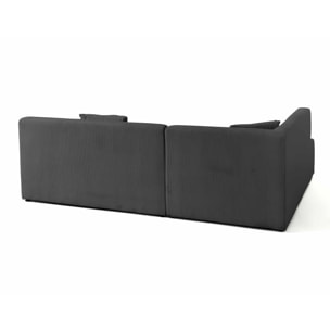 Onyx - canapé modulable d'angle gauche - 5 places - en velours côtelé - Gris foncé