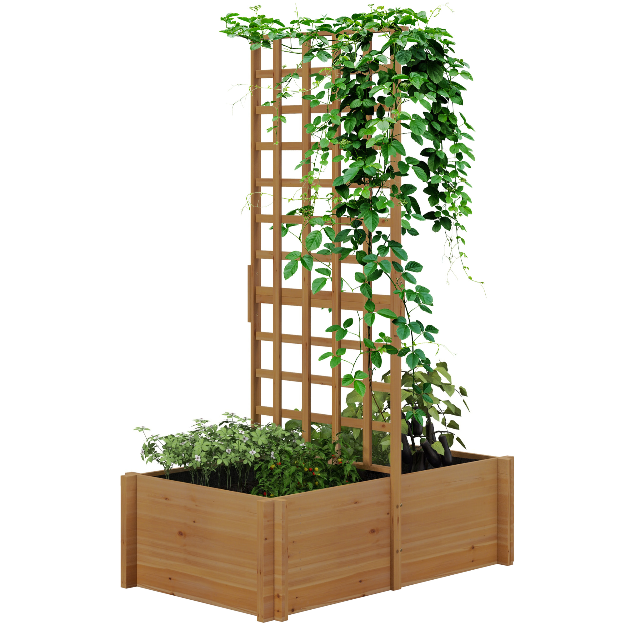 Jardinière avec treillis - dim. 100L x 60l x 150H cm - bois sapin pré-huilé