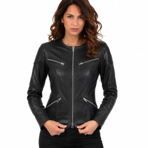 Giubbino in pelle di vitello nappa Nero