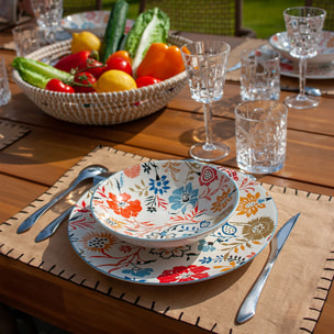 Service de table 60 pièces en porcelaine colorée JAIPUR