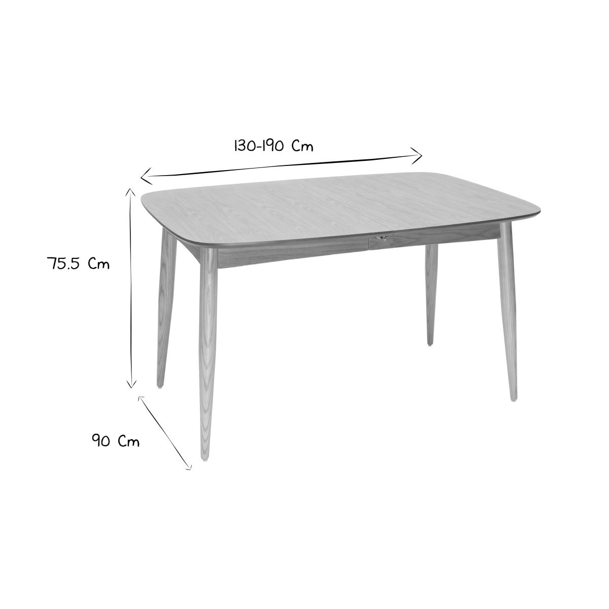 Table à manger extensible frêne L130-190 cm NORDECO