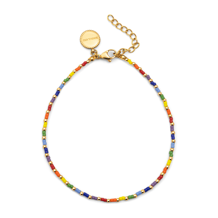 Tobillera Rainbow Acero Baño Oro