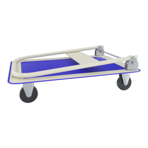 Carrello Richiudibile Pieghevole Portata 150 Kg 4 Ruote Carrellino Trasportatore Pianale Acciaio Antiscivolo Portapacchi Trasporto 82 x 48 x 72 Cm Blu
