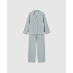 Pigiama lungo camicia in mussola celeste