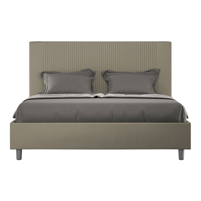 Letto matrimoniale con rete imbottito 160x210 similpelle cappuccino Goya