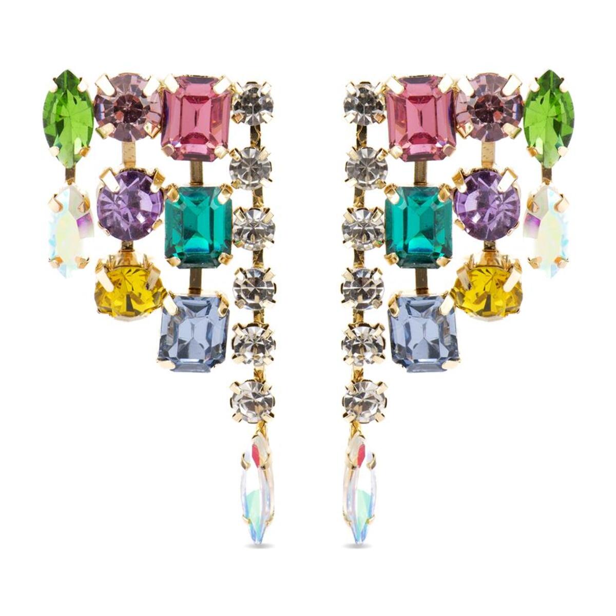 Pendientes con Cristal Multicolor acabado oro 18k