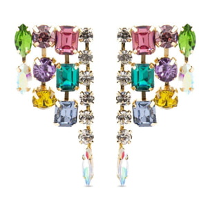 Pendientes con Cristal Multicolor acabado oro 18k