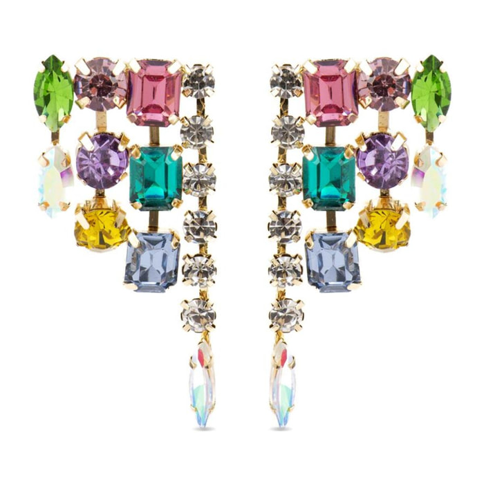 Pendientes con Cristal Multicolor acabado oro 18k
