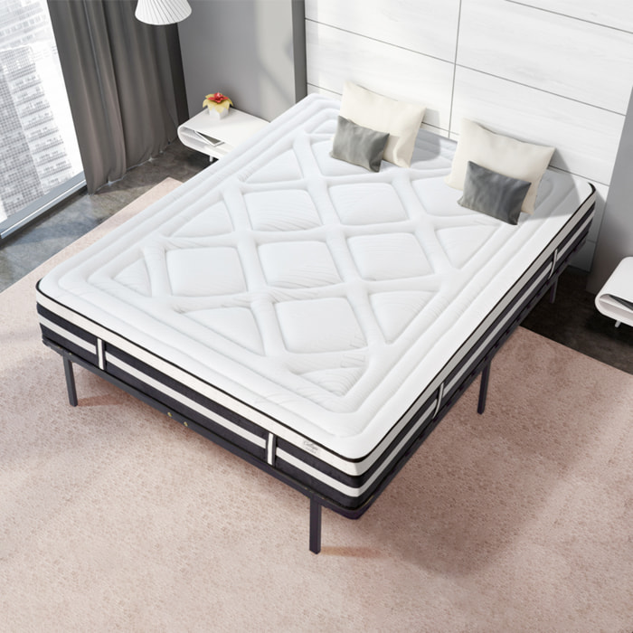 Ensemble Matelas Calliope mémoire de forme - 28cm + sommier cadre métal morphologique - 1 Place