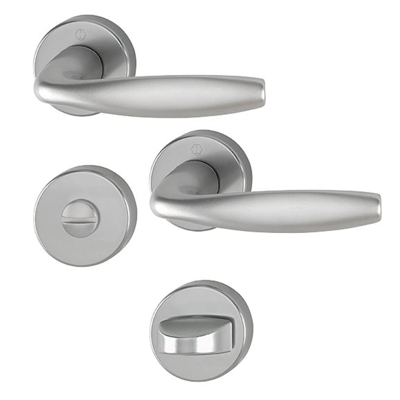 Paire de béquilles sur rosace New-York HOPPE 1810/42K/42KS Aspect Inox - Bec de cane condamnation - 3736208